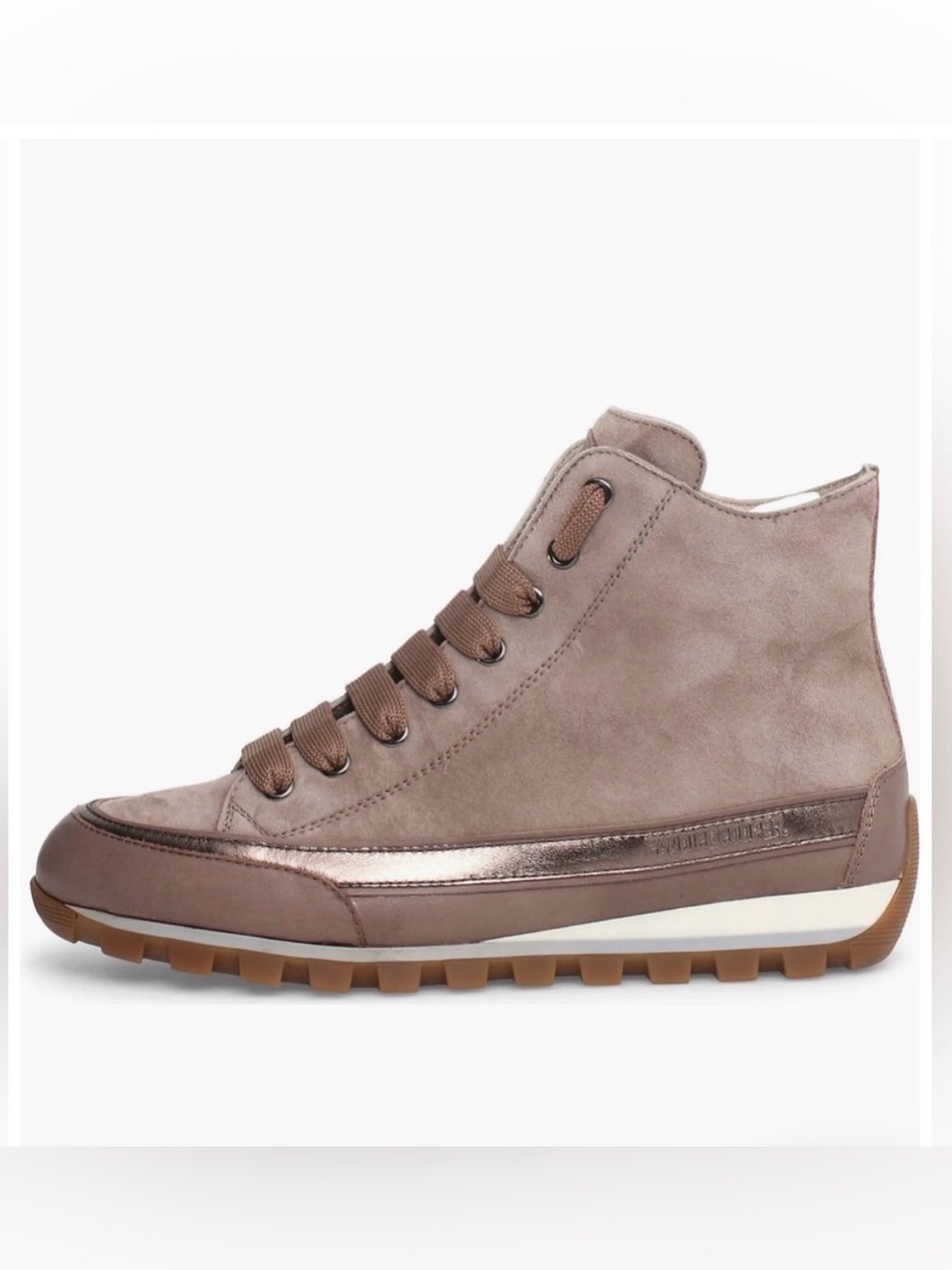 NWT Candice Cooper Janis Strip High Top Sneaker in Taupe